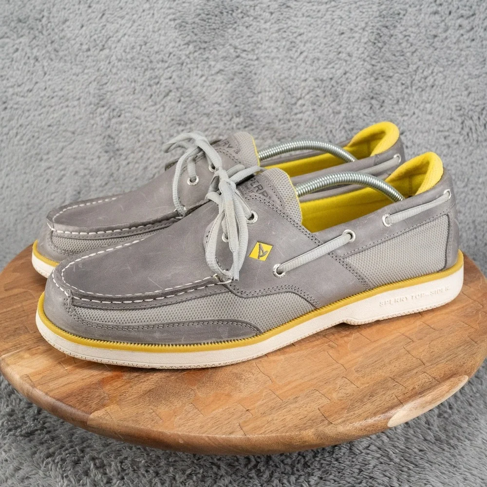 Sperry Men's Sz 13 Surveyor 2-Eye Boat Shoes Memory Foam Leather Gray STS234258